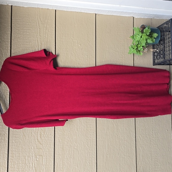Torrid  Plus Size Midi Rib Knit Snap Front Dress BIKING RED 3x 22 24 PLUS - Picture 6 of 11